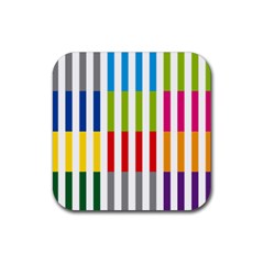 Color Bars Rainbow Green Blue Grey Red Pink Orange Yellow White Line Vertical Rubber Coaster (square)  by Alisyart