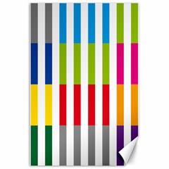 Color Bars Rainbow Green Blue Grey Red Pink Orange Yellow White Line Vertical Canvas 24  X 36  by Alisyart