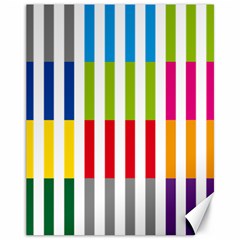 Color Bars Rainbow Green Blue Grey Red Pink Orange Yellow White Line Vertical Canvas 11  X 14  