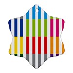 Color Bars Rainbow Green Blue Grey Red Pink Orange Yellow White Line Vertical Snowflake Ornament (Two Sides) Front