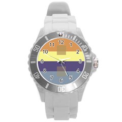 Color Therey Orange Yellow Purple Blue Round Plastic Sport Watch (l) by Alisyart