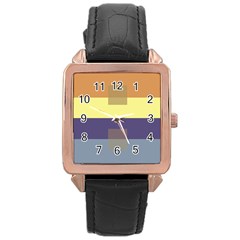 Color Therey Orange Yellow Purple Blue Rose Gold Leather Watch 