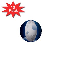 Cloud Moon Star Blue Sky Night Light 1  Mini Magnet (10 Pack) 