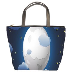 Cloud Moon Star Blue Sky Night Light Bucket Bags by Alisyart