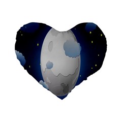 Cloud Moon Star Blue Sky Night Light Standard 16  Premium Heart Shape Cushions
