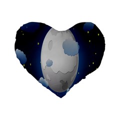 Cloud Moon Star Blue Sky Night Light Standard 16  Premium Flano Heart Shape Cushions by Alisyart