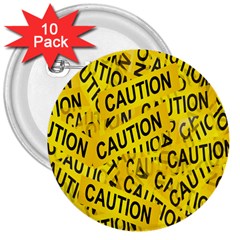 Caution Road Sign Cross Yellow 3  Buttons (10 Pack) 