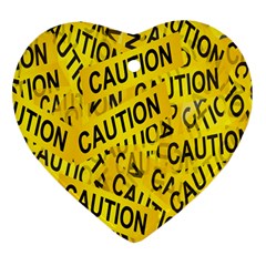 Caution Road Sign Cross Yellow Heart Ornament (two Sides) by Alisyart