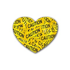 Caution Road Sign Cross Yellow Rubber Coaster (heart)  by Alisyart