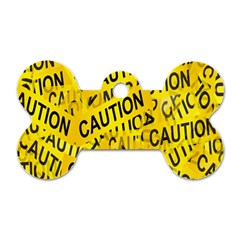 Caution Road Sign Cross Yellow Dog Tag Bone (two Sides)