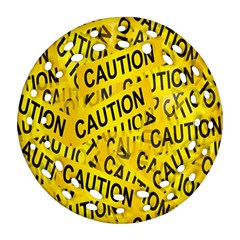 Caution Road Sign Cross Yellow Ornament (round Filigree) by Alisyart