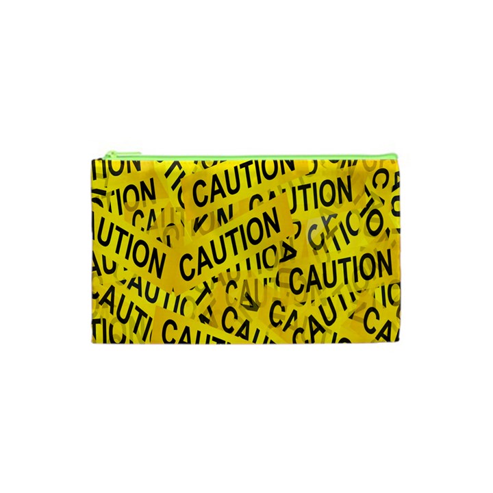 Caution Road Sign Cross Yellow Cosmetic Bag (XS)