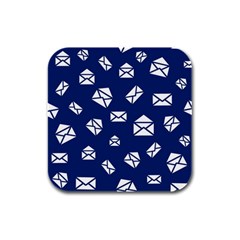 Envelope Letter Sand Blue White Masage Rubber Square Coaster (4 Pack)  by Alisyart