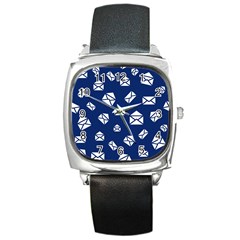 Envelope Letter Sand Blue White Masage Square Metal Watch