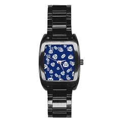 Envelope Letter Sand Blue White Masage Stainless Steel Barrel Watch by Alisyart