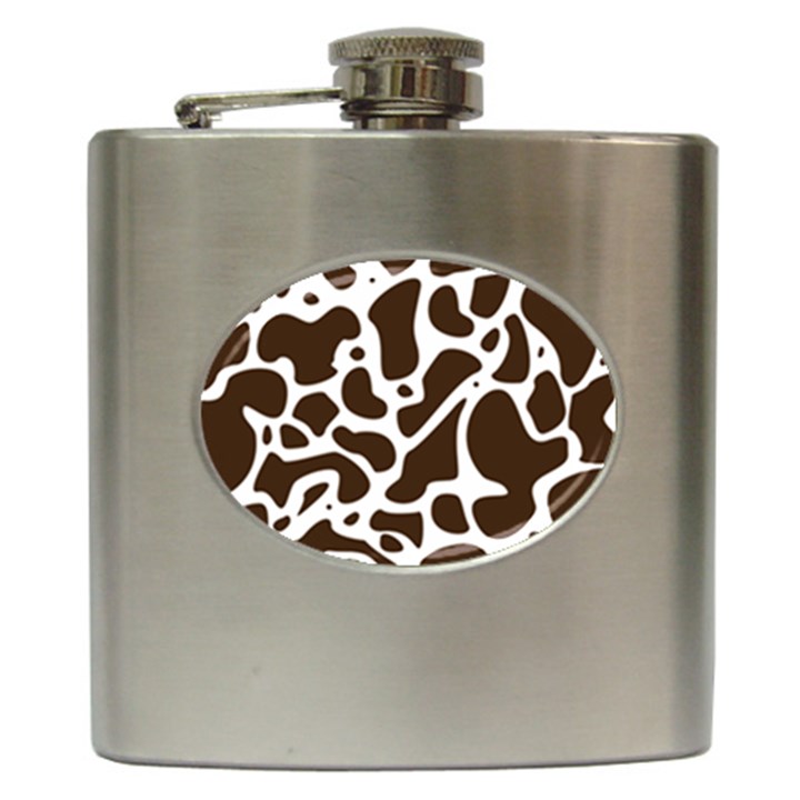 Dalmantion Skin Cow Brown White Hip Flask (6 oz)