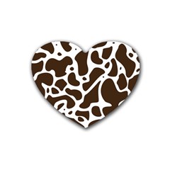 Dalmantion Skin Cow Brown White Heart Coaster (4 Pack)  by Alisyart