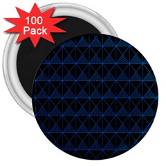 Colored Line Light Triangle Plaid Blue Black 3  Magnets (100 Pack)