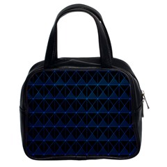 Colored Line Light Triangle Plaid Blue Black Classic Handbags (2 Sides)