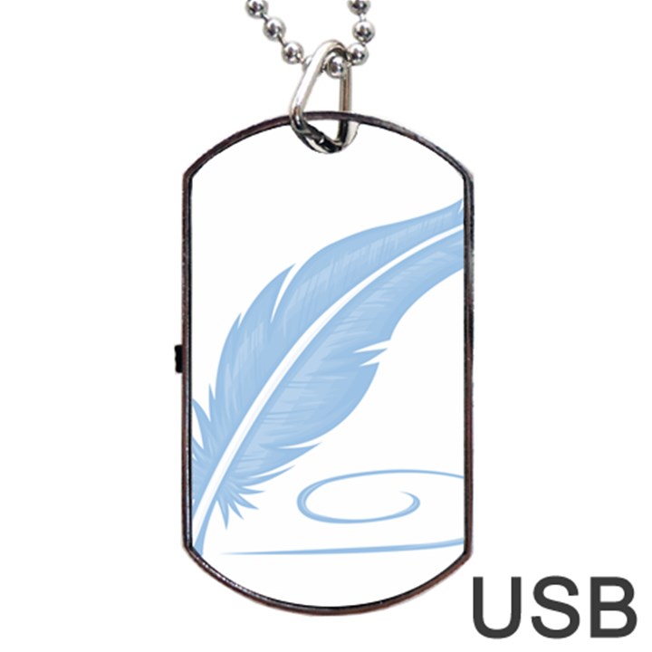 Feather Pen Blue Light Dog Tag USB Flash (One Side)