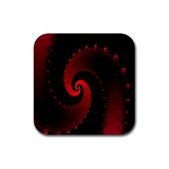 Red Fractal Spiral Rubber Coaster (square)  by Simbadda