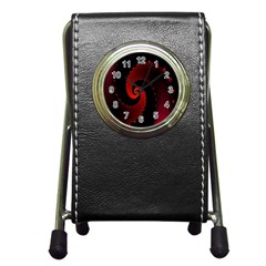 Red Fractal Spiral Pen Holder Desk Clocks by Simbadda