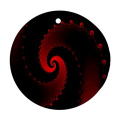 Red Fractal Spiral Round Ornament (two Sides) by Simbadda