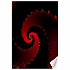 Red Fractal Spiral Canvas 12  X 18   by Simbadda