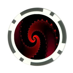 Red Fractal Spiral Poker Chip Card Guard by Simbadda