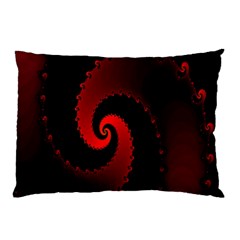 Red Fractal Spiral Pillow Case by Simbadda