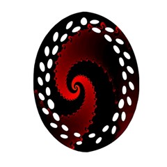 Red Fractal Spiral Oval Filigree Ornament (two Sides) by Simbadda