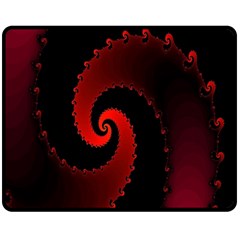 Red Fractal Spiral Double Sided Fleece Blanket (medium)  by Simbadda