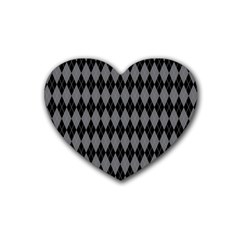 Chevron Wave Line Grey Black Triangle Rubber Coaster (heart)  by Alisyart