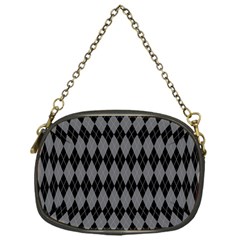 Chevron Wave Line Grey Black Triangle Chain Purses (one Side) 