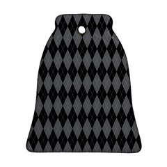 Chevron Wave Line Grey Black Triangle Bell Ornament (two Sides)