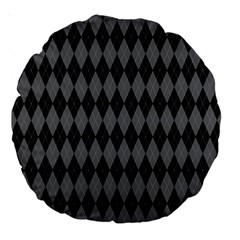 Chevron Wave Line Grey Black Triangle Large 18  Premium Round Cushions by Alisyart