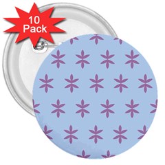 Flower Floral Different Colours Blue Purple 3  Buttons (10 Pack)  by Alisyart