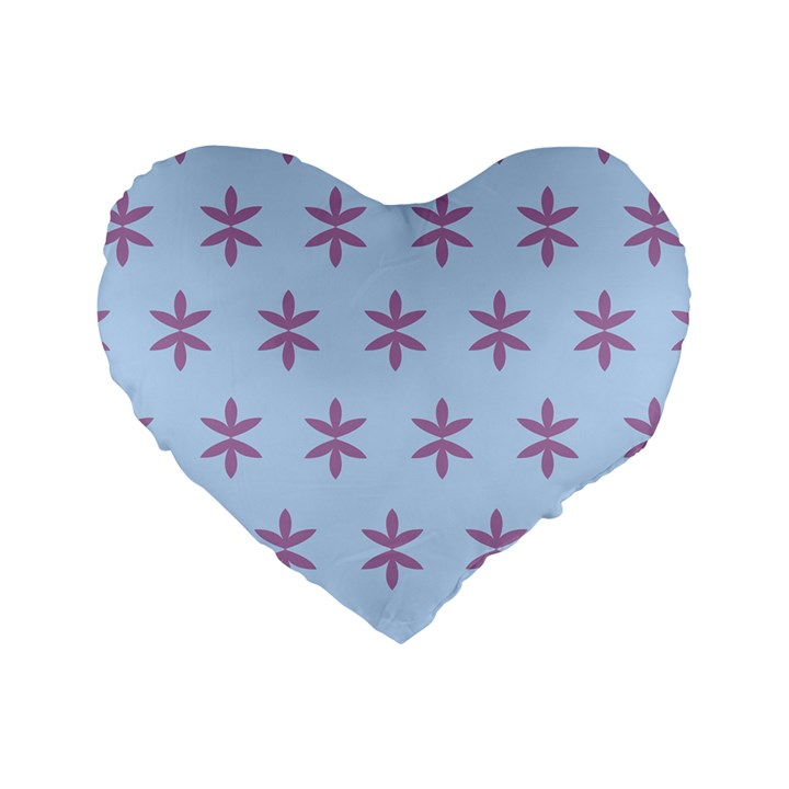 Flower Floral Different Colours Blue Purple Standard 16  Premium Heart Shape Cushions