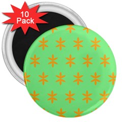 Flower Floral Different Colours Green Orange 3  Magnets (10 Pack)  by Alisyart