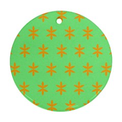 Flower Floral Different Colours Green Orange Round Ornament (two Sides)