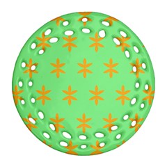 Flower Floral Different Colours Green Orange Ornament (round Filigree)