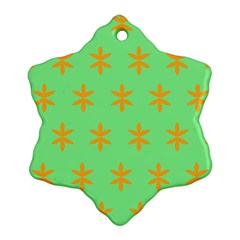 Flower Floral Different Colours Green Orange Ornament (snowflake)