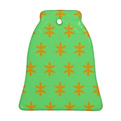 Flower Floral Different Colours Green Orange Bell Ornament (two Sides)