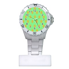 Flower Floral Different Colours Green Orange Plastic Nurses Watch by Alisyart