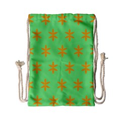 Flower Floral Different Colours Green Orange Drawstring Bag (small)