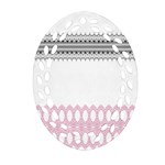 Crown King Quinn Chevron Wave Pink Black Oval Filigree Ornament (Two Sides) Back