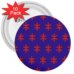 Flower Floral Different Colours Purple Orange 3  Buttons (10 Pack) 