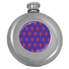 Flower Floral Different Colours Purple Orange Round Hip Flask (5 Oz) by Alisyart