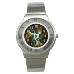 Colorful Fractal Background Stainless Steel Watch by Simbadda
