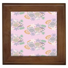 Floral Flower Rose Sunflower Star Leaf Pink Green Blue Framed Tiles